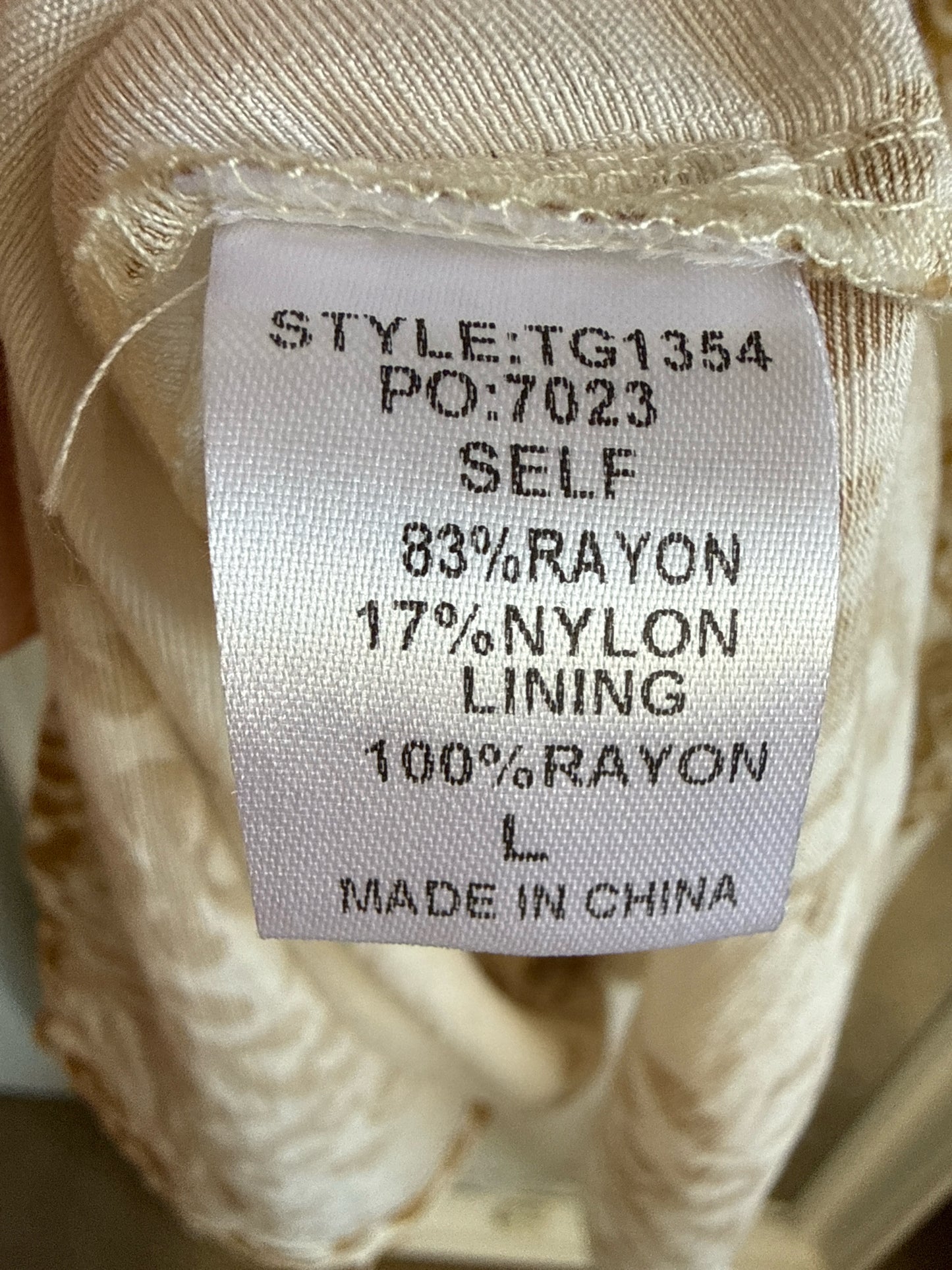 GIGIO Size L Cream/Brown Dress