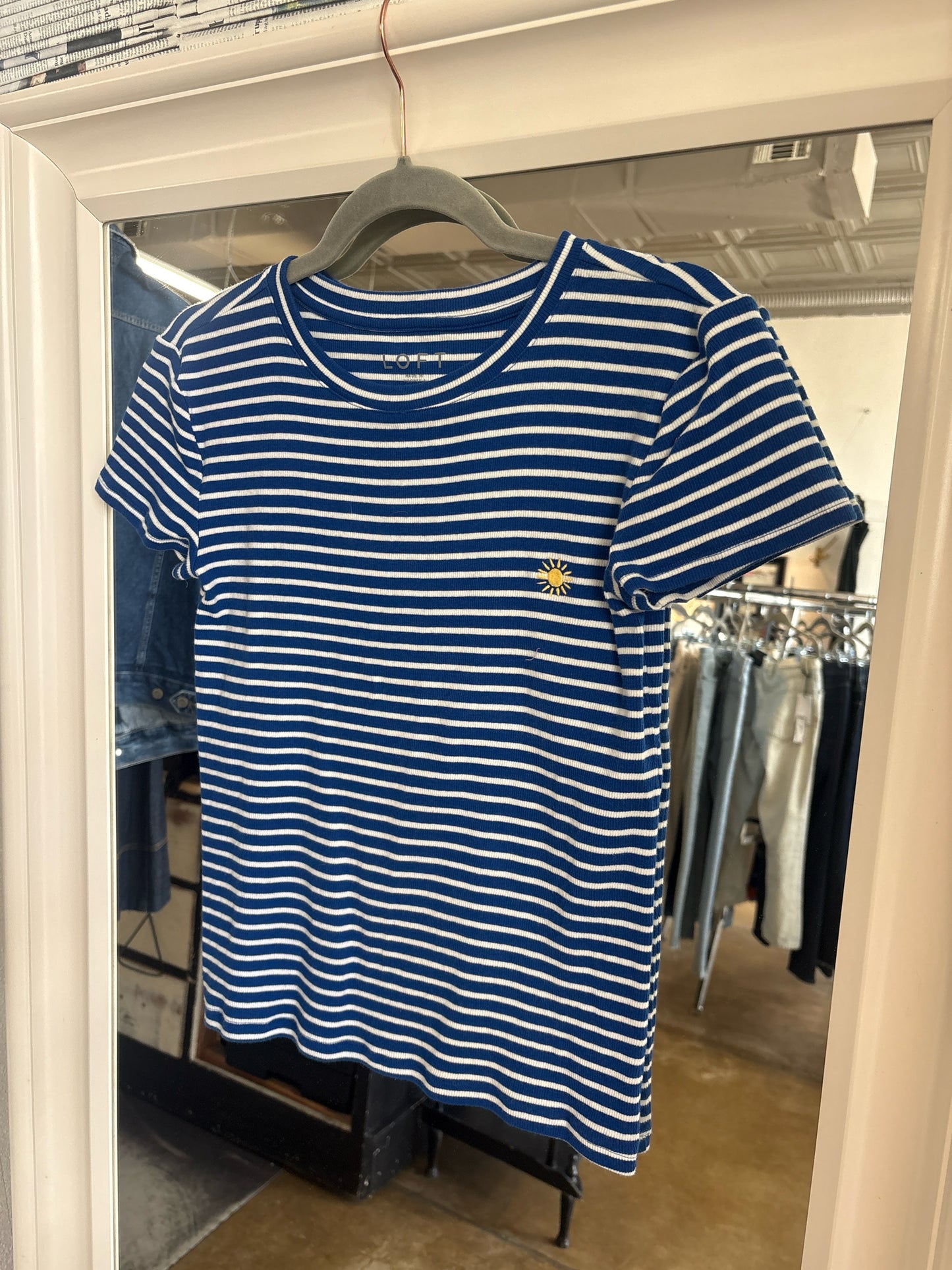 LOFT Size S blue and white Top