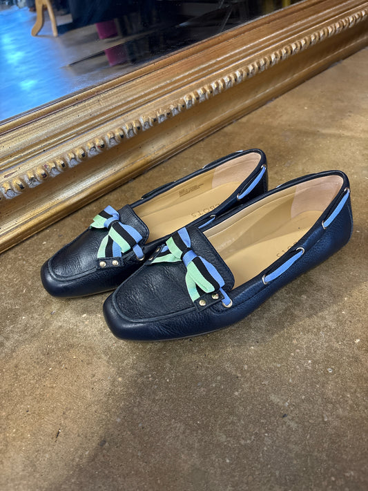 TALBOTS Shoe Size 6.5 Black/Multi bow Flats