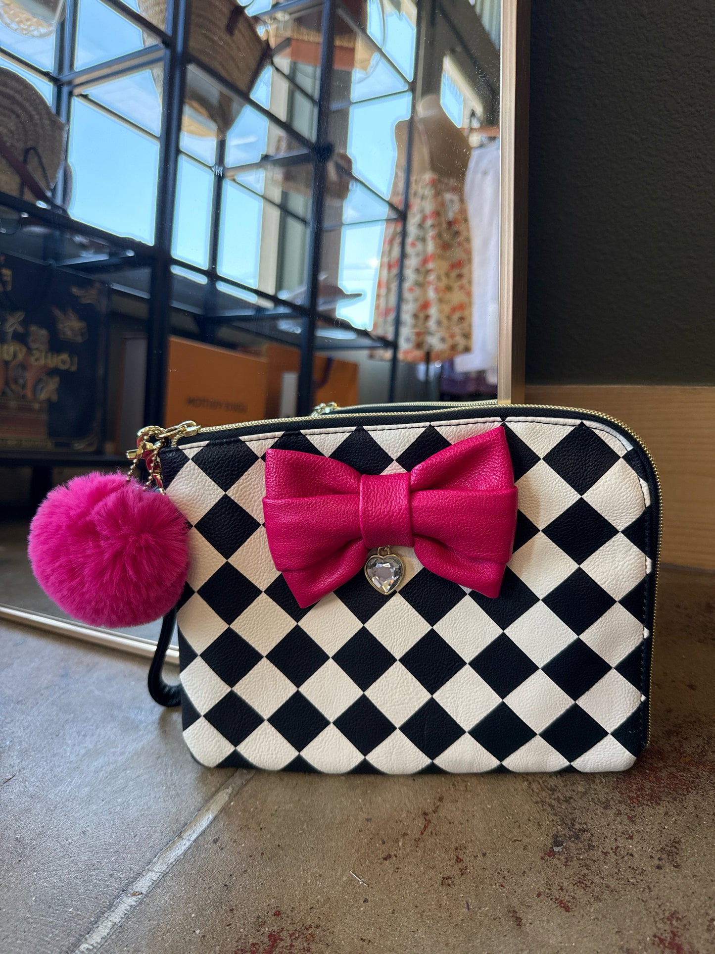 Betsey Johnson Black/White/Pink Bag