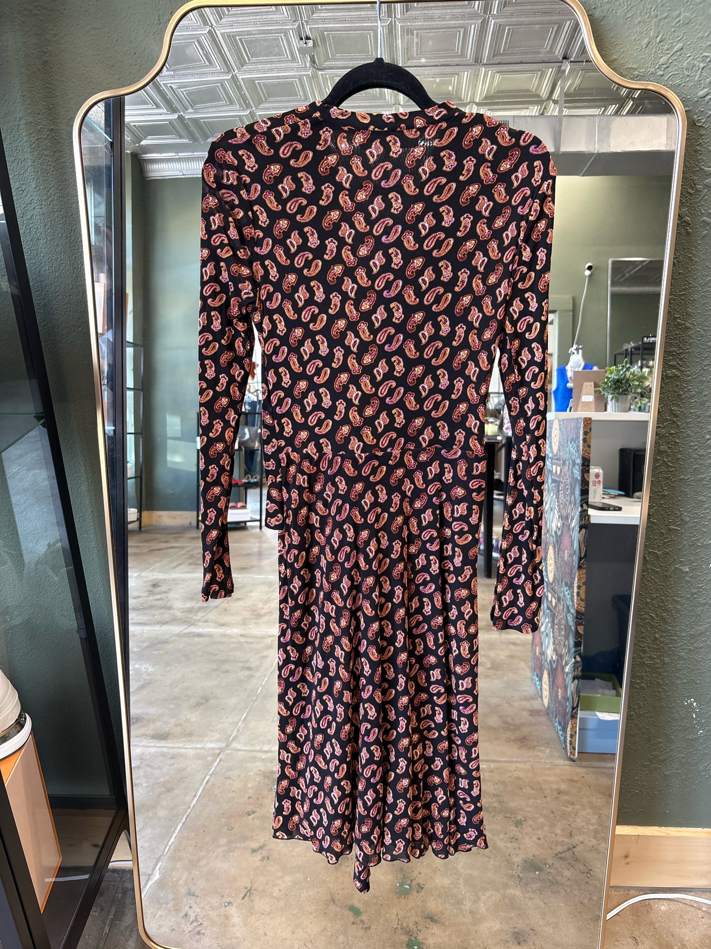 Diane VonFurstenberg Size S Black Print Dress