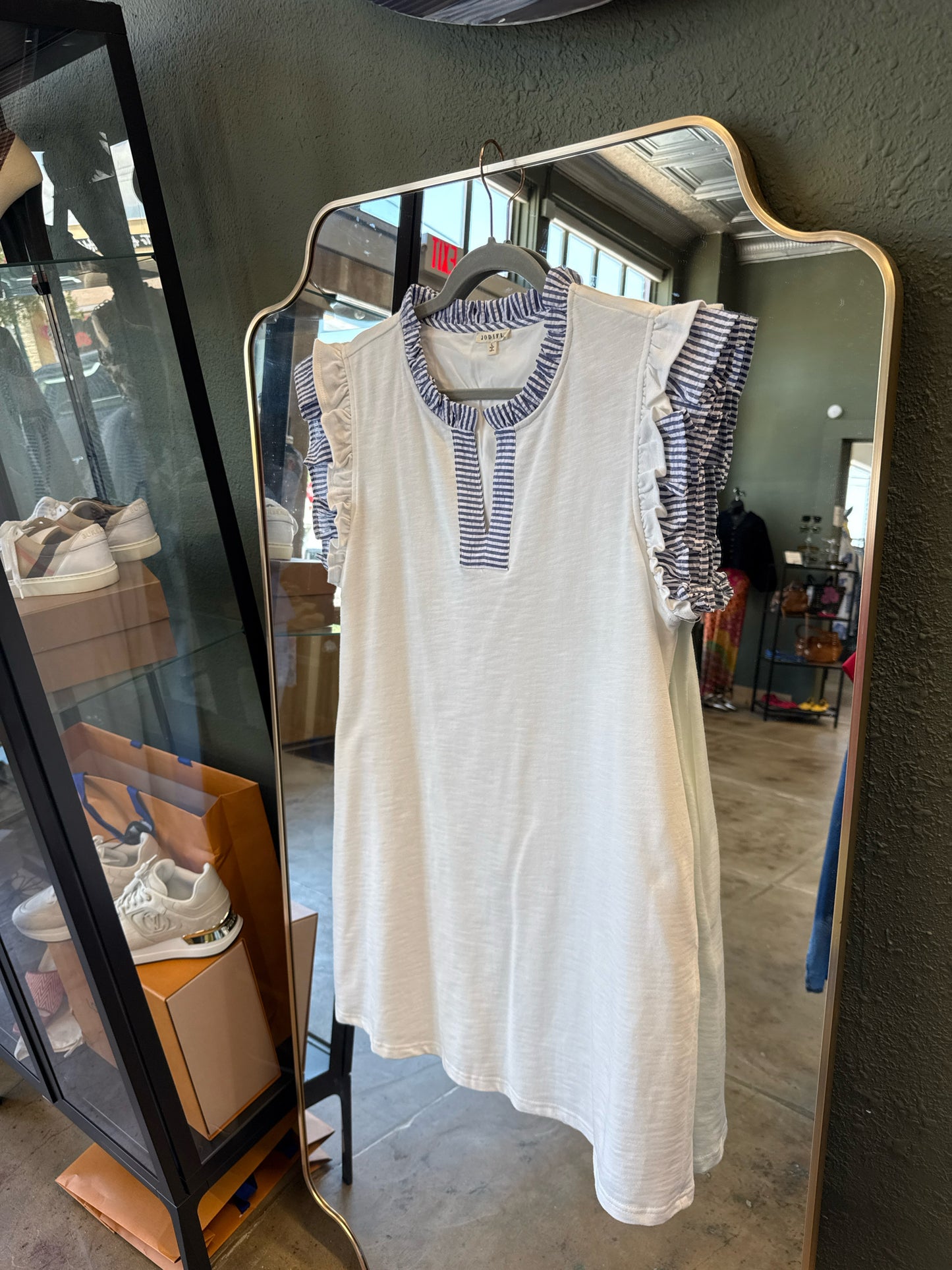 Jodifl Size L White/Blue Dress