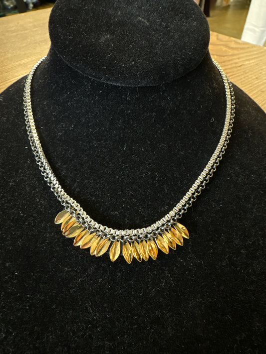 Stella & Dot White/Gold Leaves Necklace