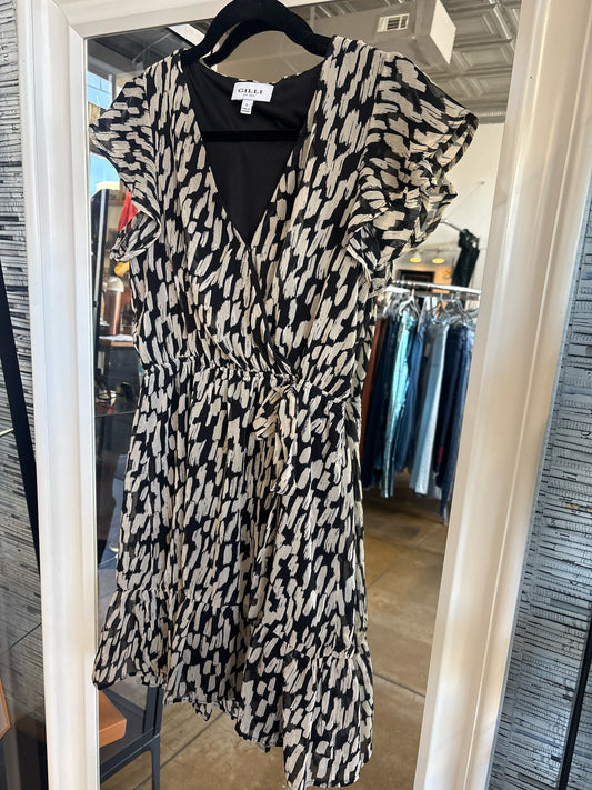 gilli Size S Black/Cream Painted Dress