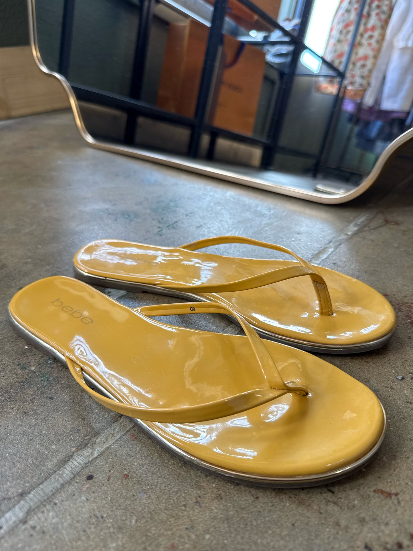 Bebe Shoe Size 8 Mustard Flip Flops