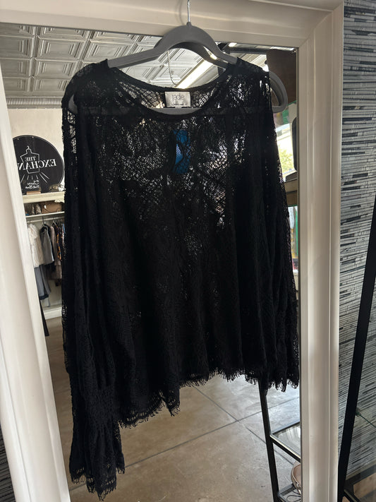 Johnny Was Size S Black Lace Top