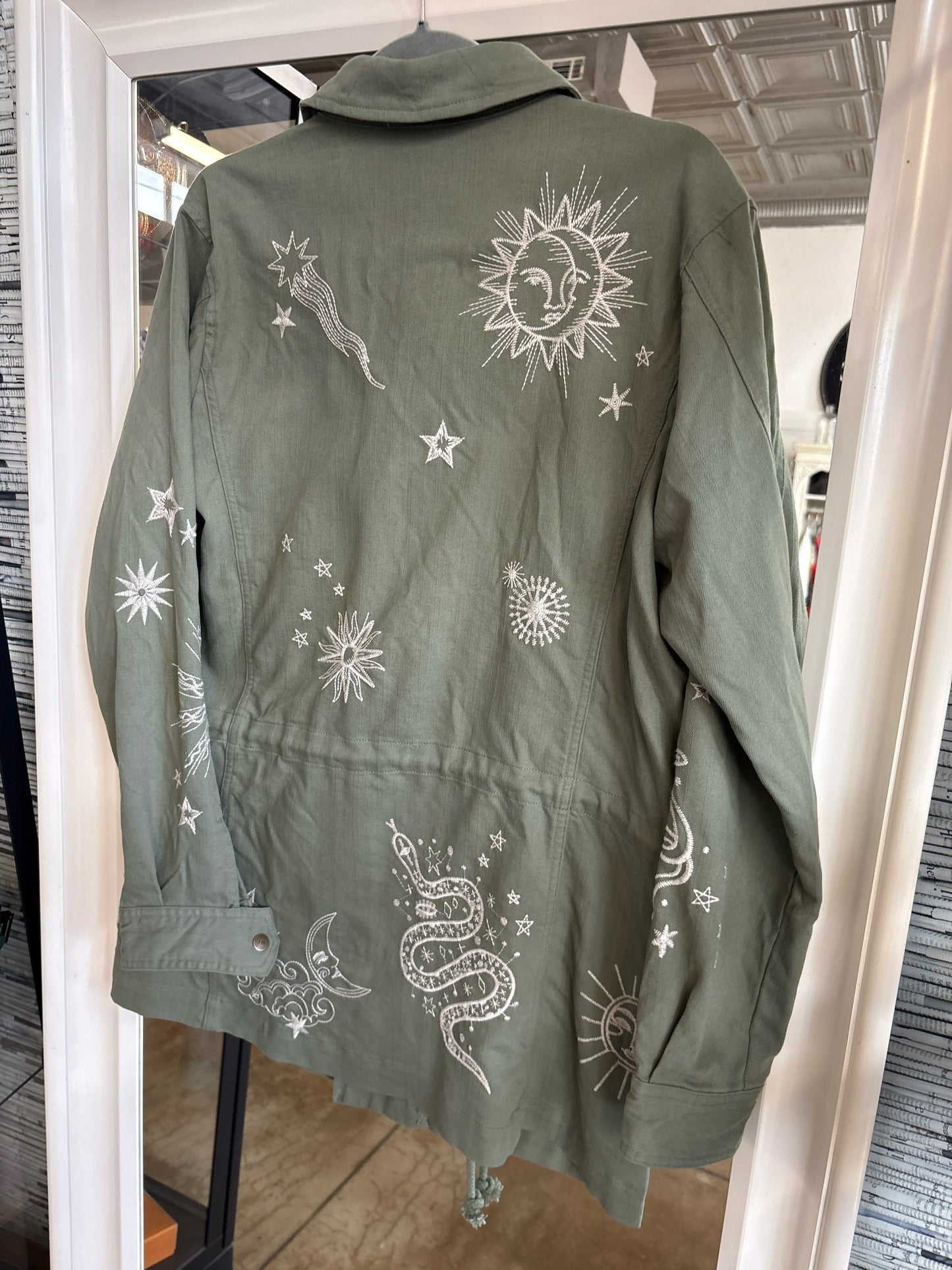 Johnny Was Size M Olive Embroid. Jacket