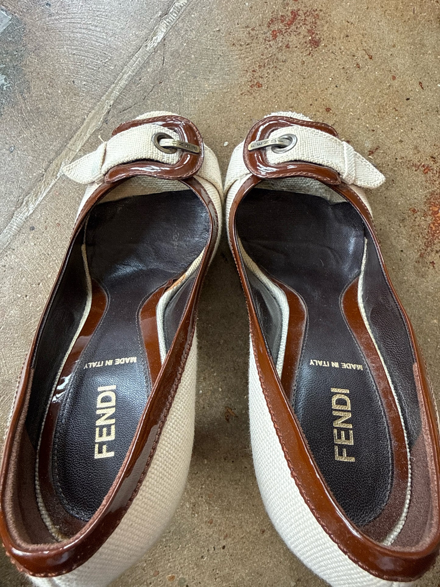 FENDI Shoe Size 38 brown/cream Heels