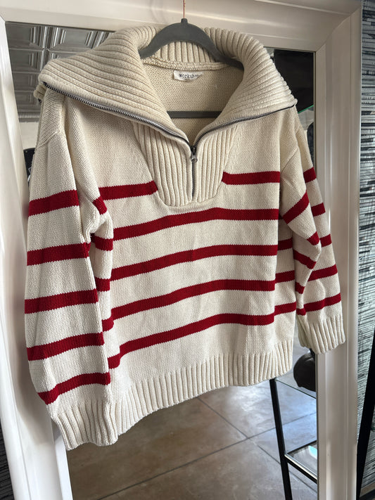 workshop Size M Cream/Red Stripe Sweater