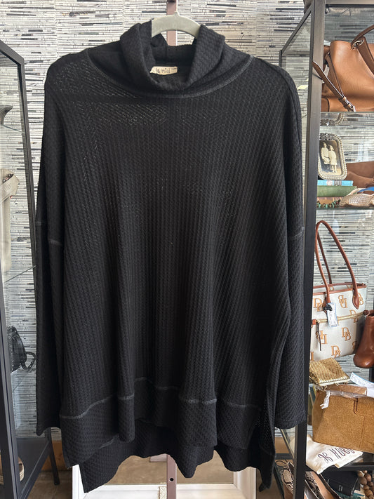 LA MIEL Size S Black waffle Top
