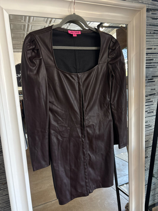 Betsey Johnson Size 2 Brown faux leather Dress