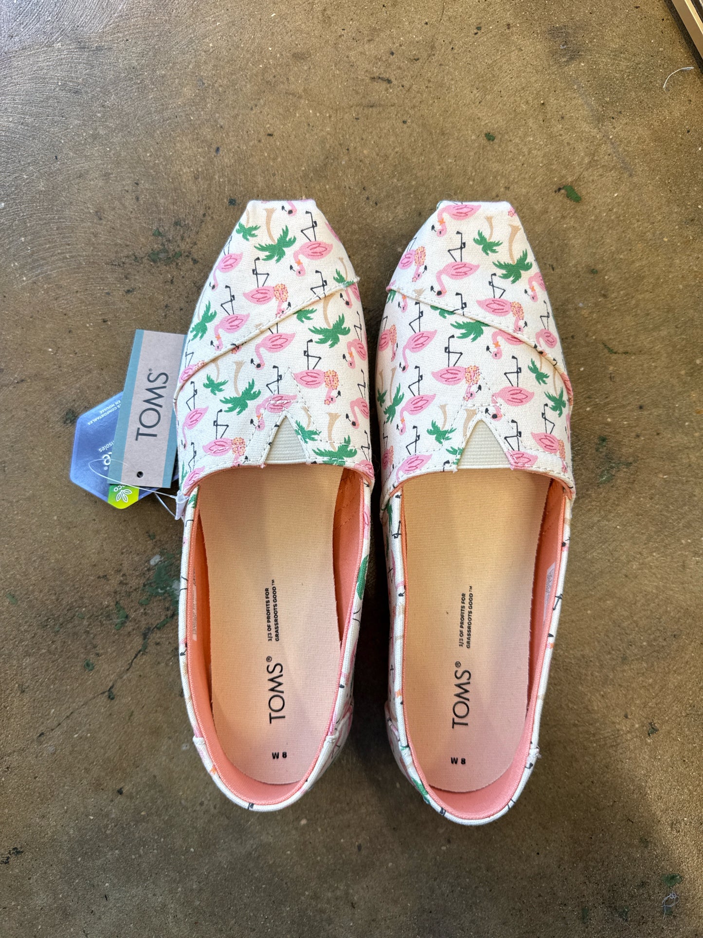 Toms Shoe Size 8 Pink/Green Flats