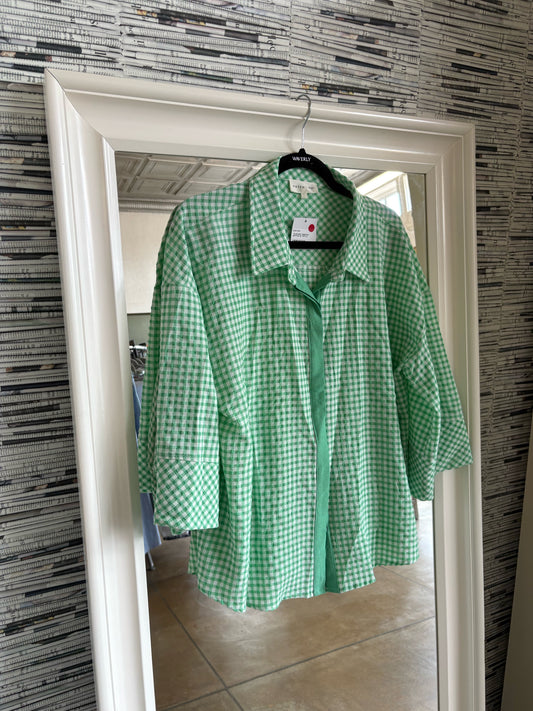 entro Size M Green/White Top