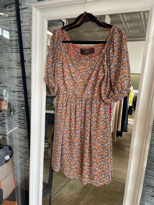 CODE MODE Orange/Multi Floral Dress
