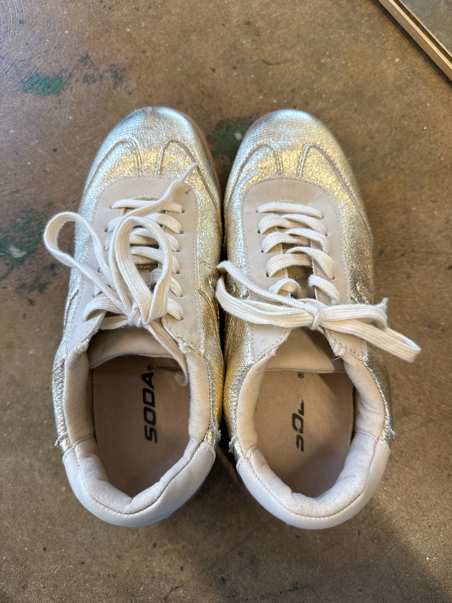 Soda Shoe Size 7.5 Gold Sneakers
