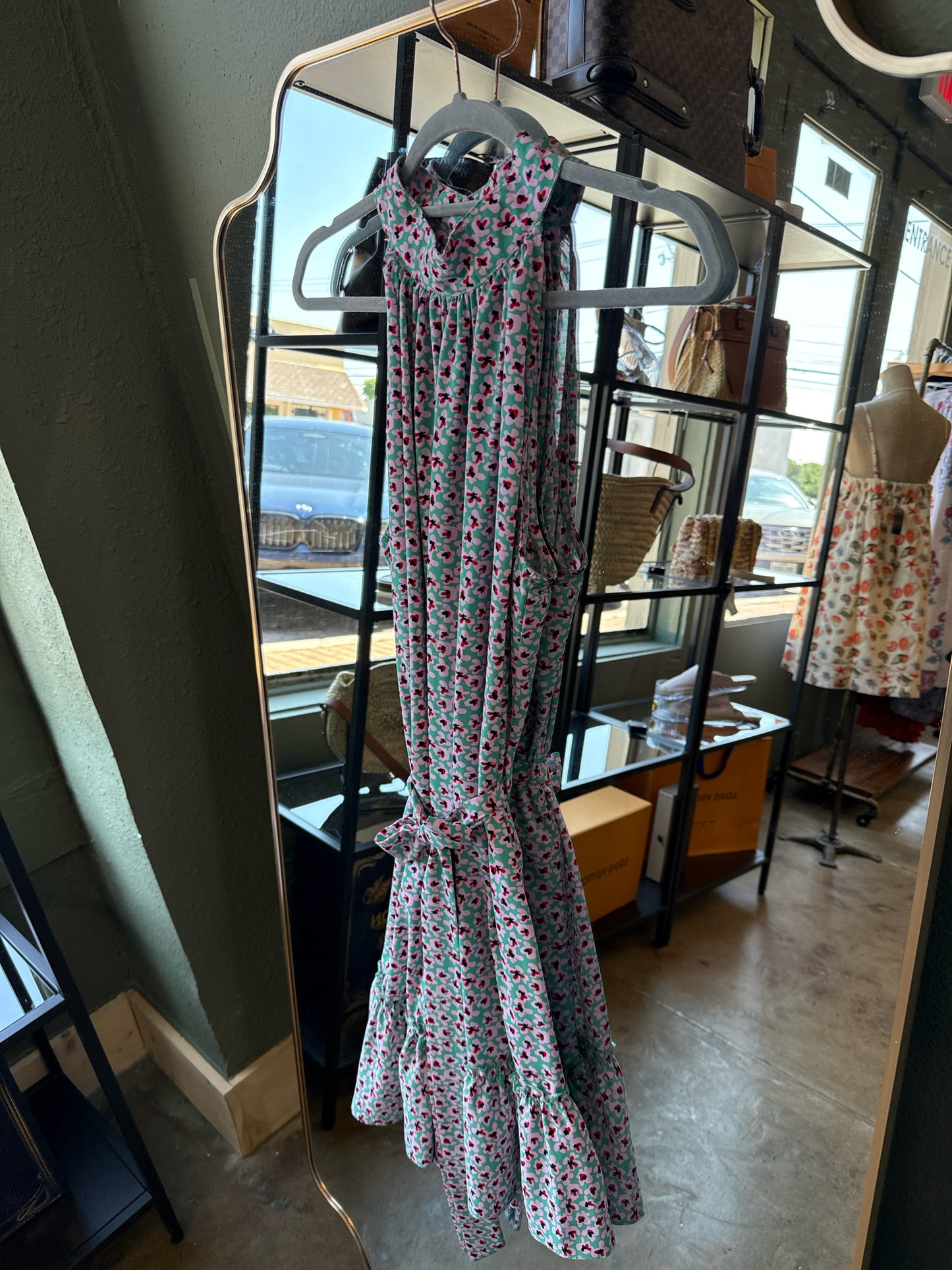 Size L Teal/Pink Halter Dress