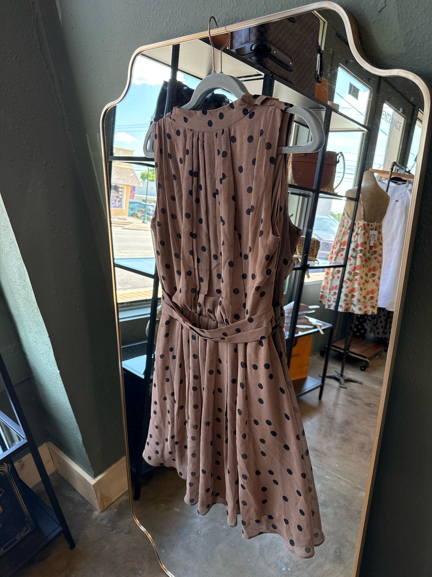 THML Size M Brown/Black Polka Dot Dress