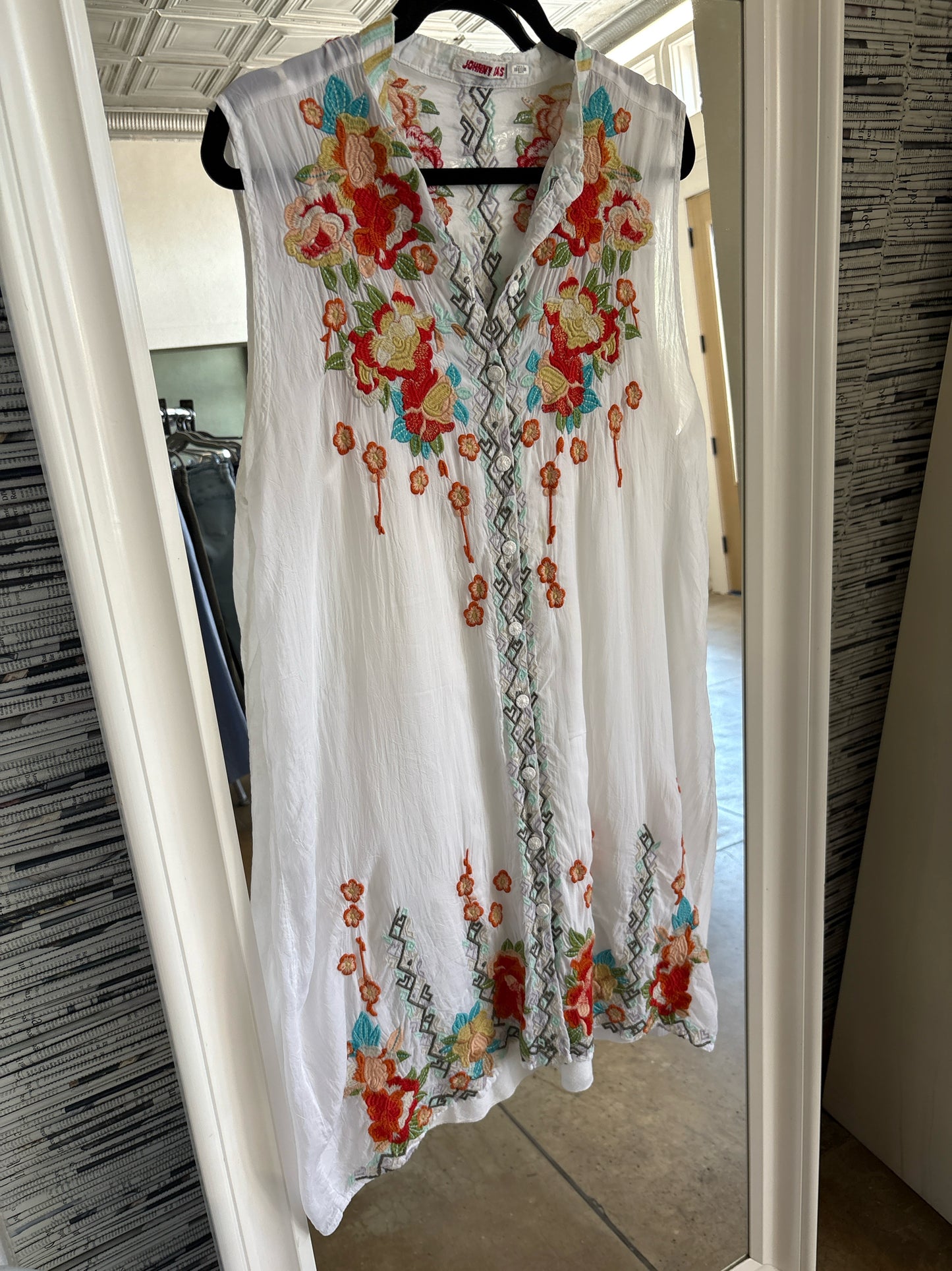 Johnny Was Size L white + multi Dress