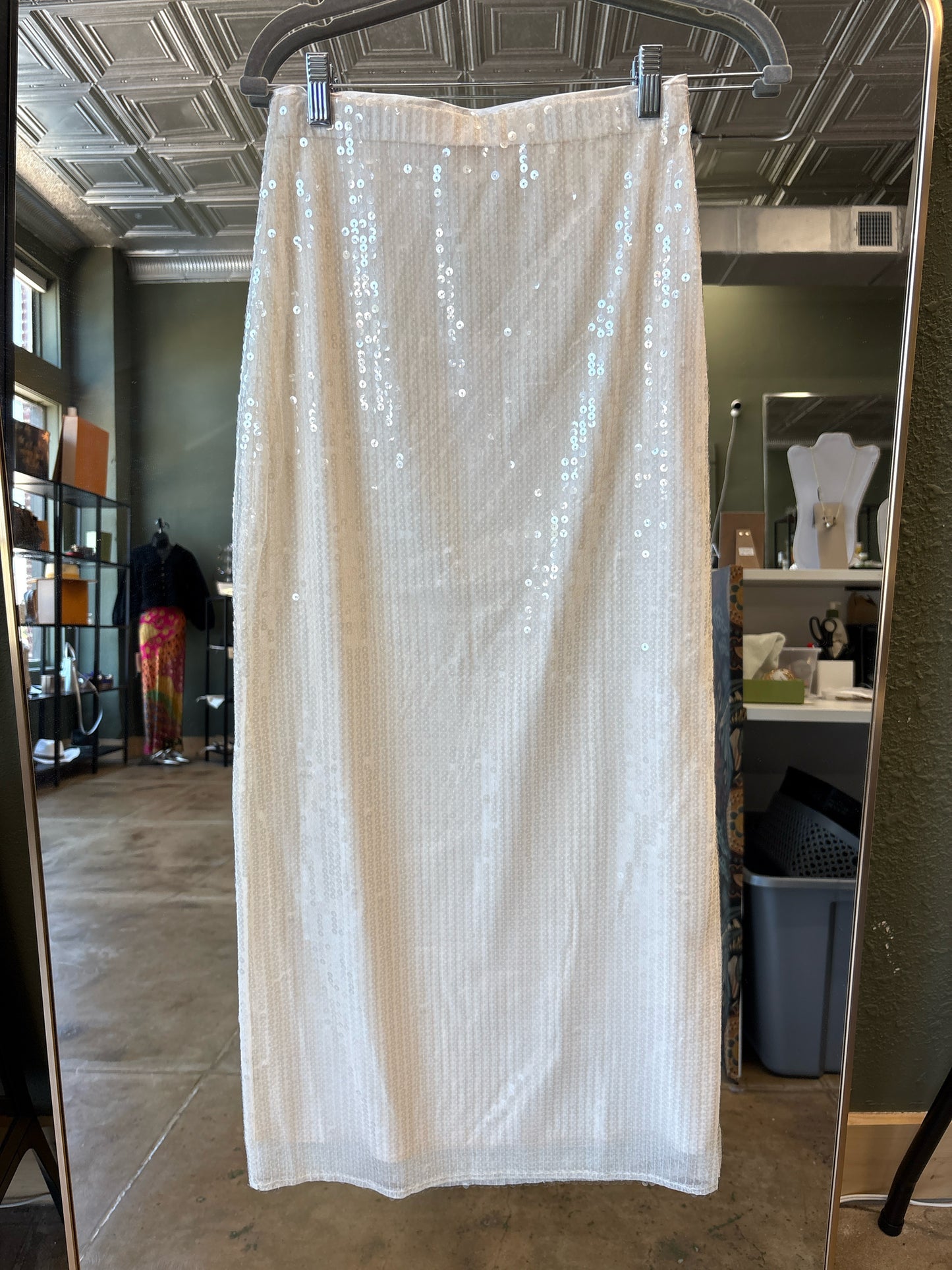 Storia Size S Ivory Sequin Skirt