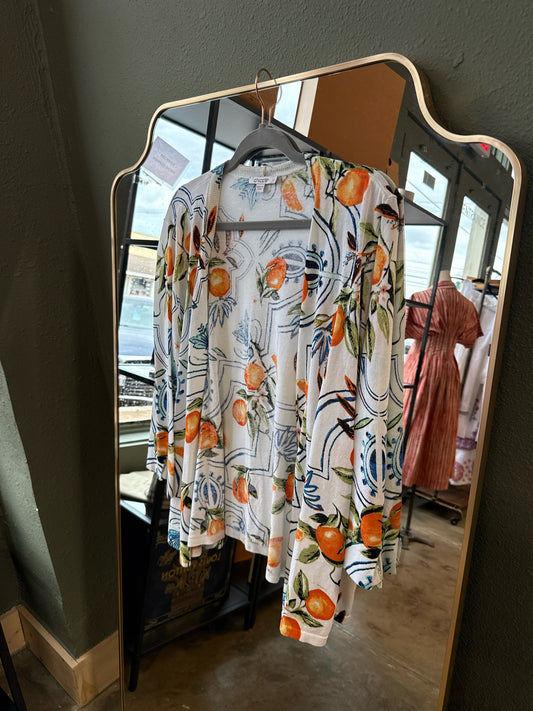 CHICO'S Size XL Cream/Orange Sweater