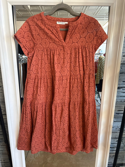 ROLLER RABBIT Size S Orange Eyelet Dress