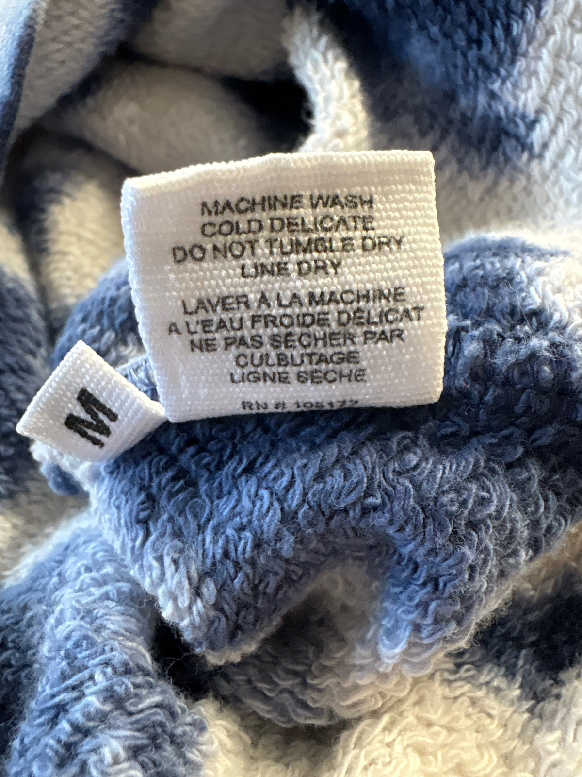 Ulla Johnson Size M White+Navy Tie Dye Sweatshirt/Hoodie