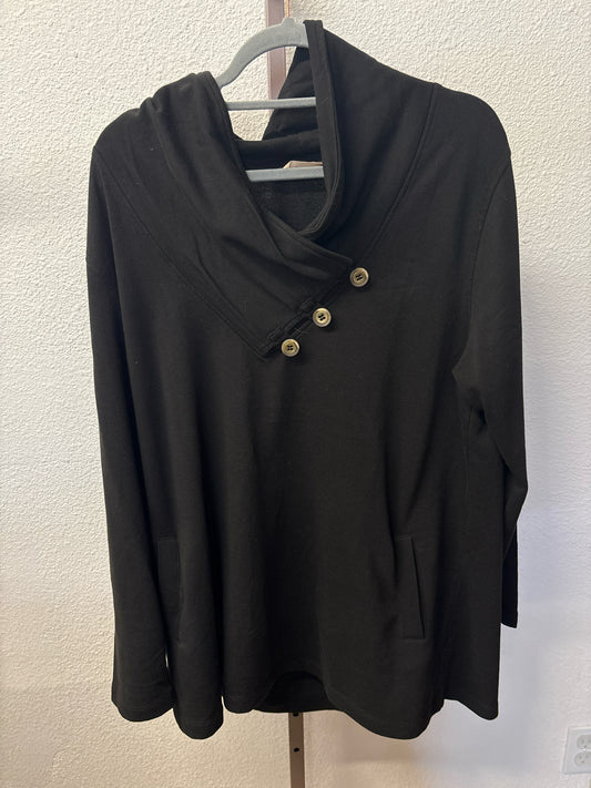 Soft Surroundings Size 1X Black Sweatshirt/Hoodie