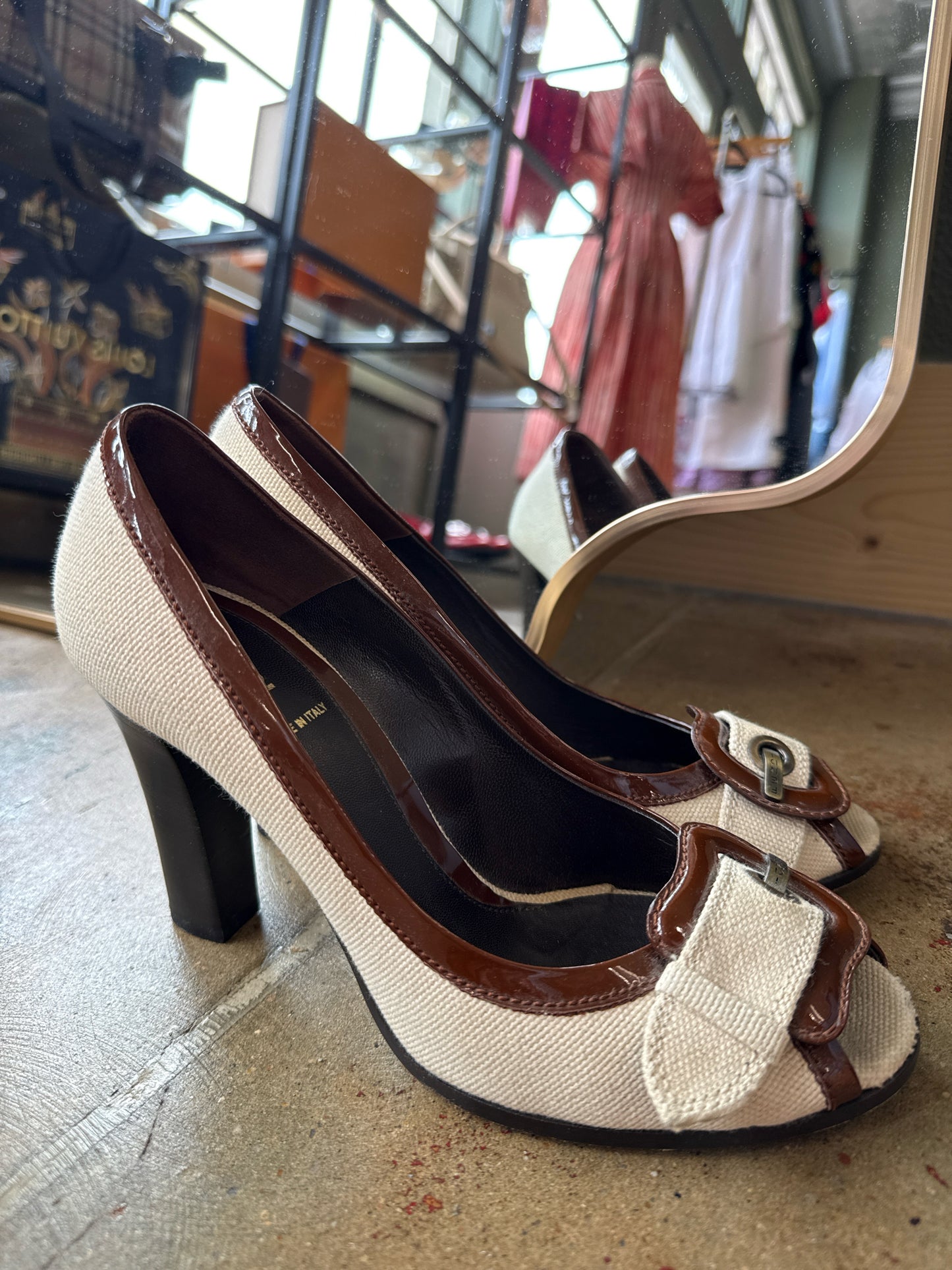 FENDI Shoe Size 38 brown/cream Heels