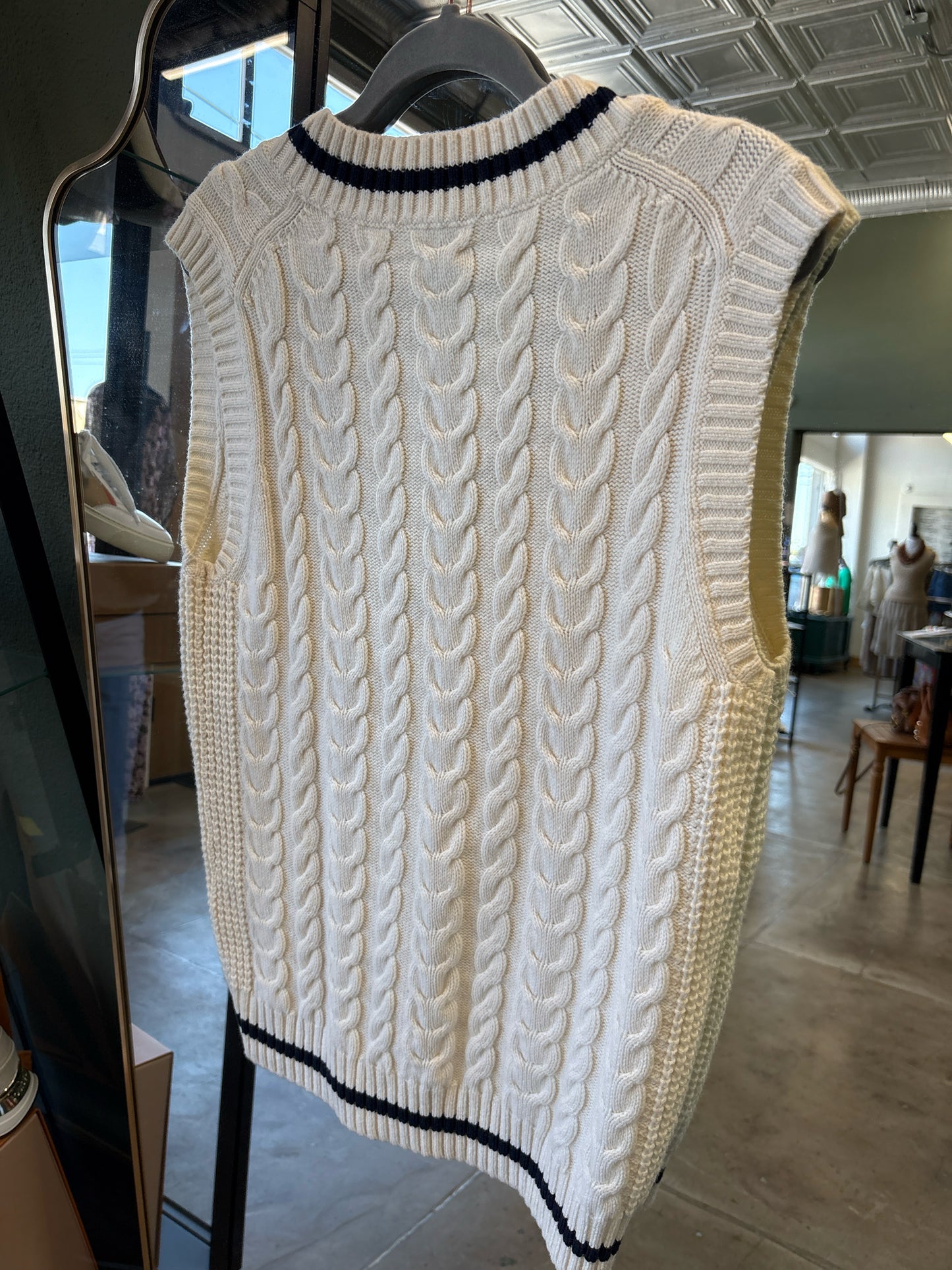 Sunday Best Size XS Off White & Blue Vest