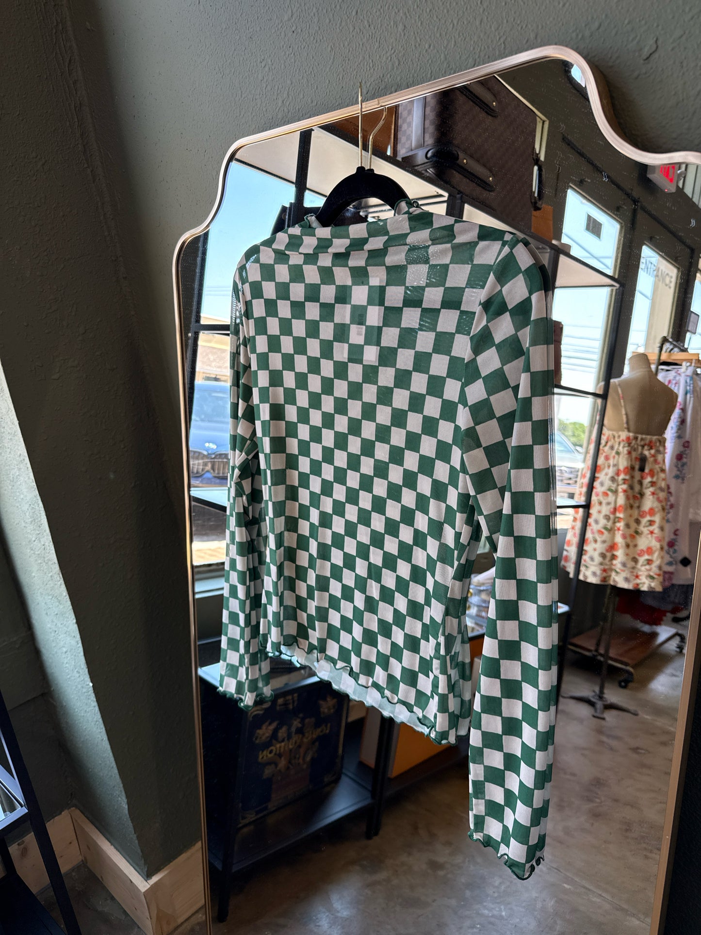 Nylon Apparel Size M Green/White sheer Top
