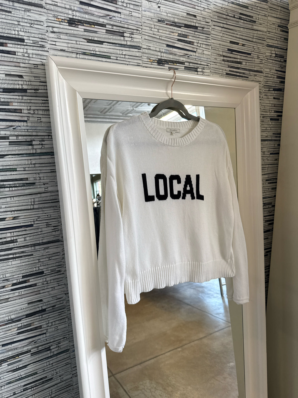 z supply Size S White/Black Sweater
