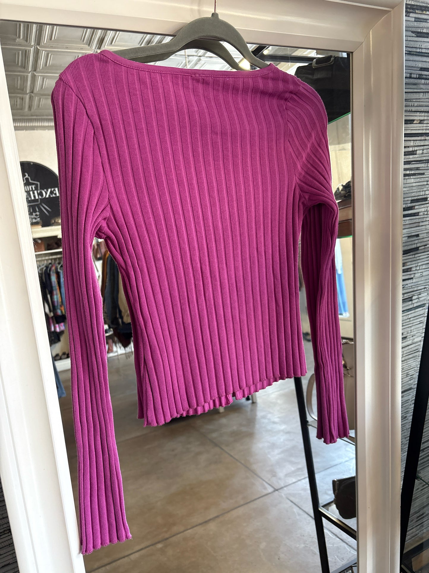 free people Size M Fuschia Ribbed Top