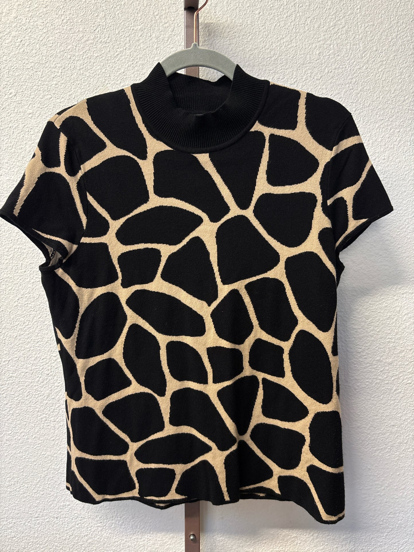 Jones New York Size L Tan/Multi Animal Print Top