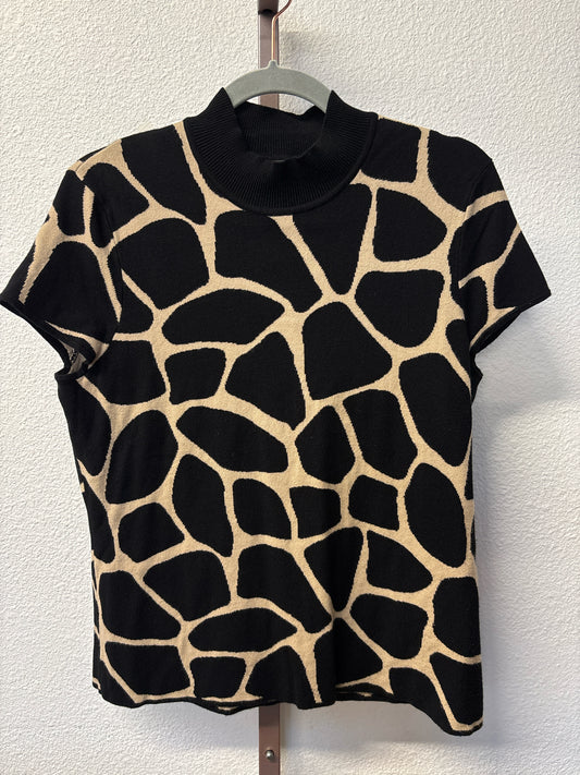 Jones New York Size L Tan/Multi Animal Print Top