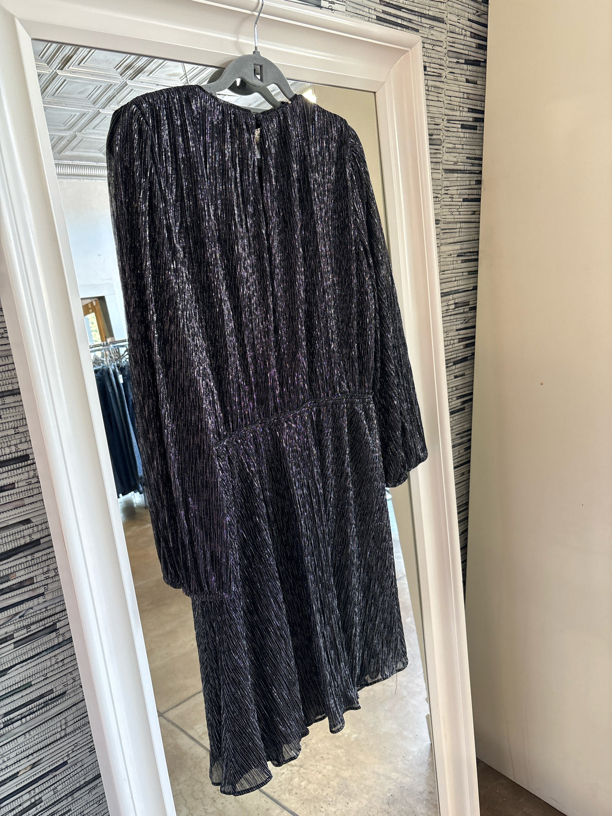 White House Black Market Size S Metallic Black Dress