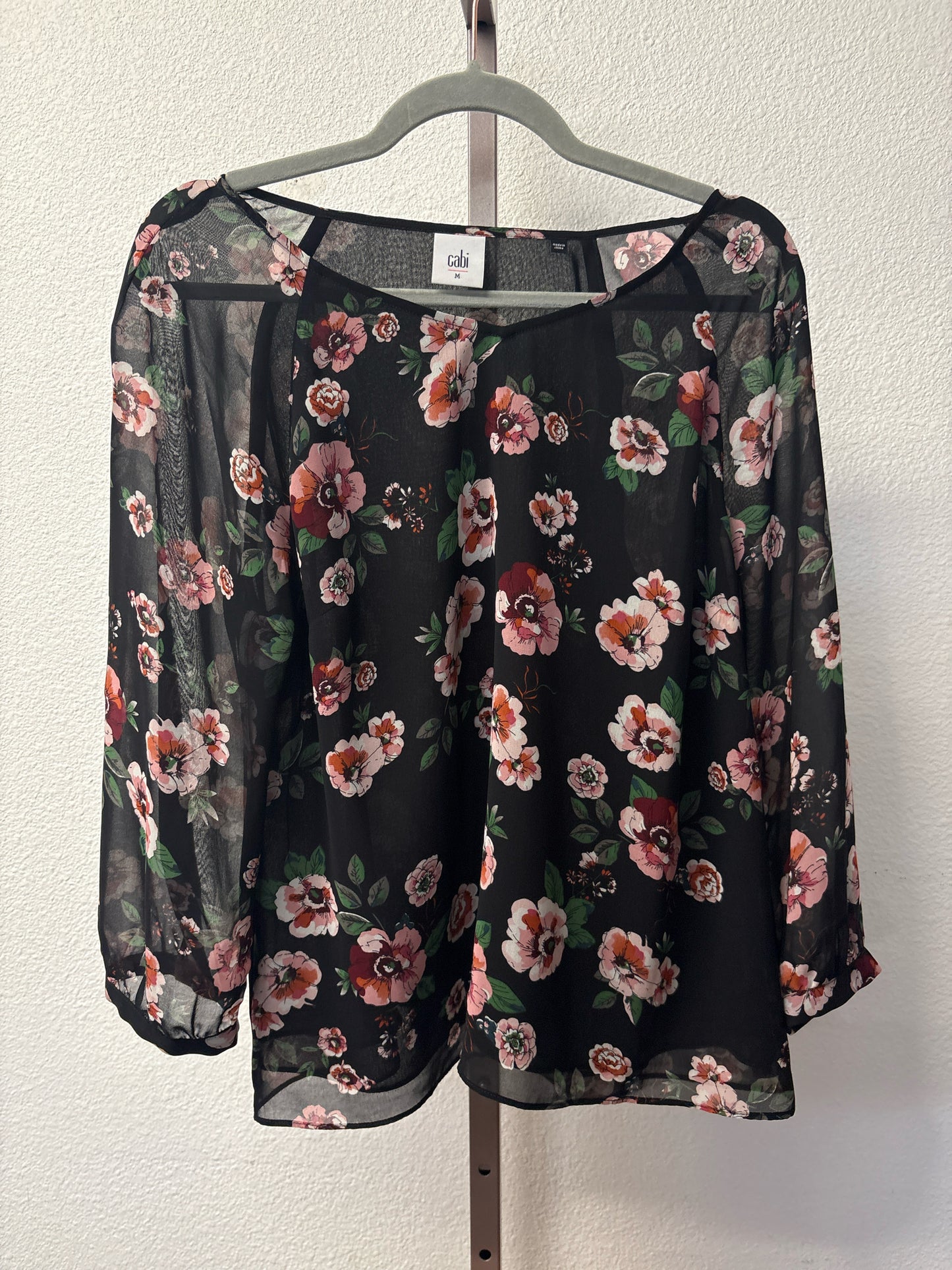Cabi Size M Black/Multi Floral Top