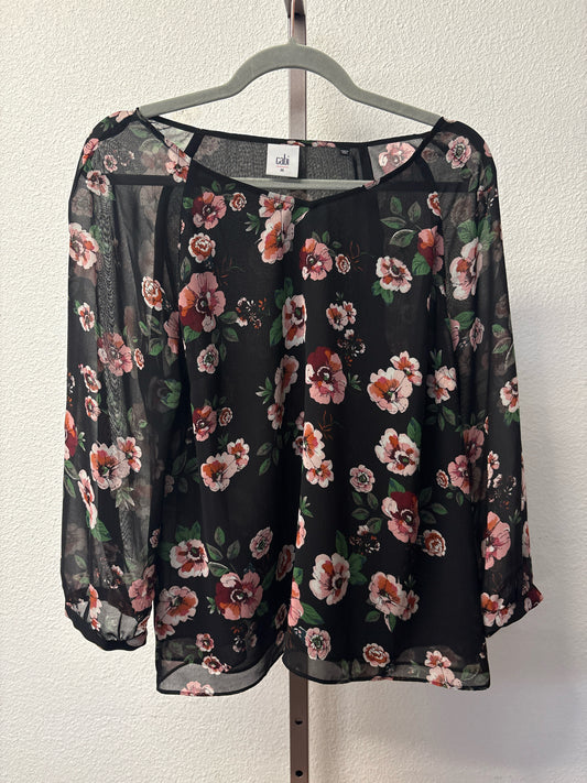 Cabi Size M Black/Multi Floral Top