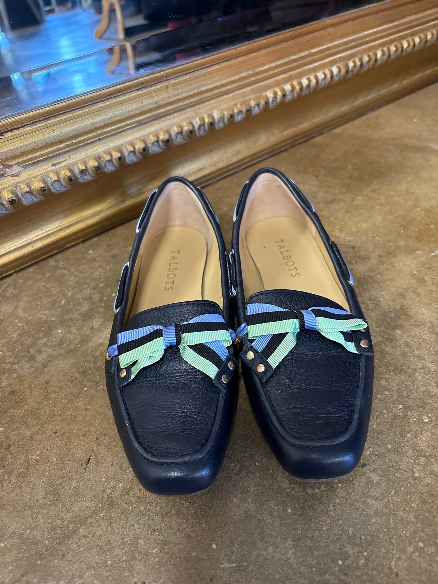 TALBOTS Shoe Size 6.5 Black/Multi bow Flats