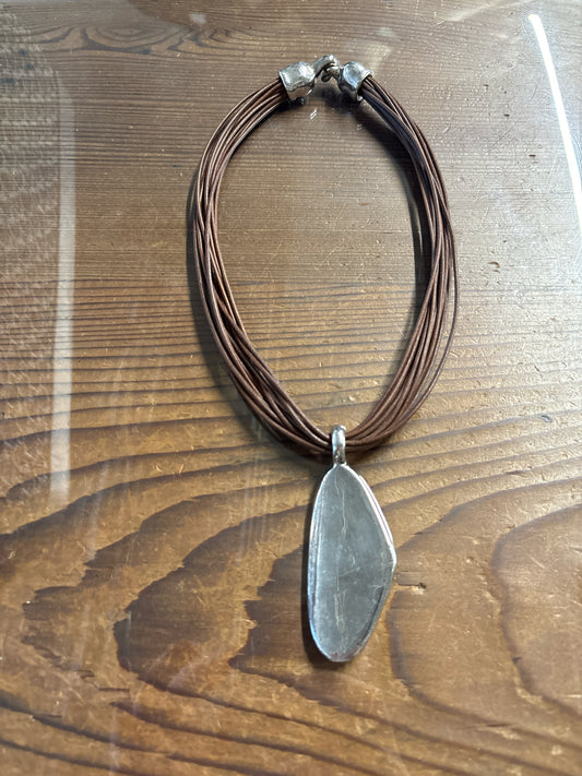 Brown/Silver Pendant Necklace