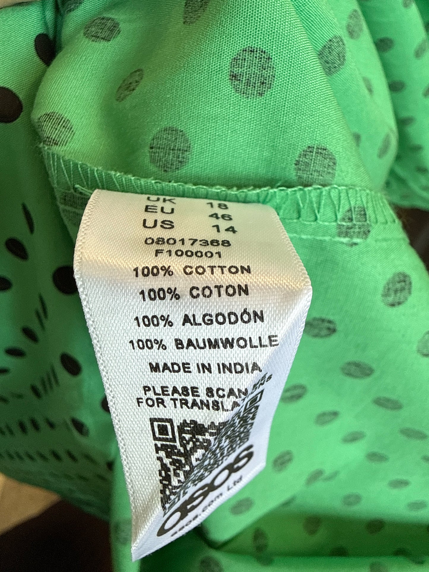 Asos Size 14 Green Dress