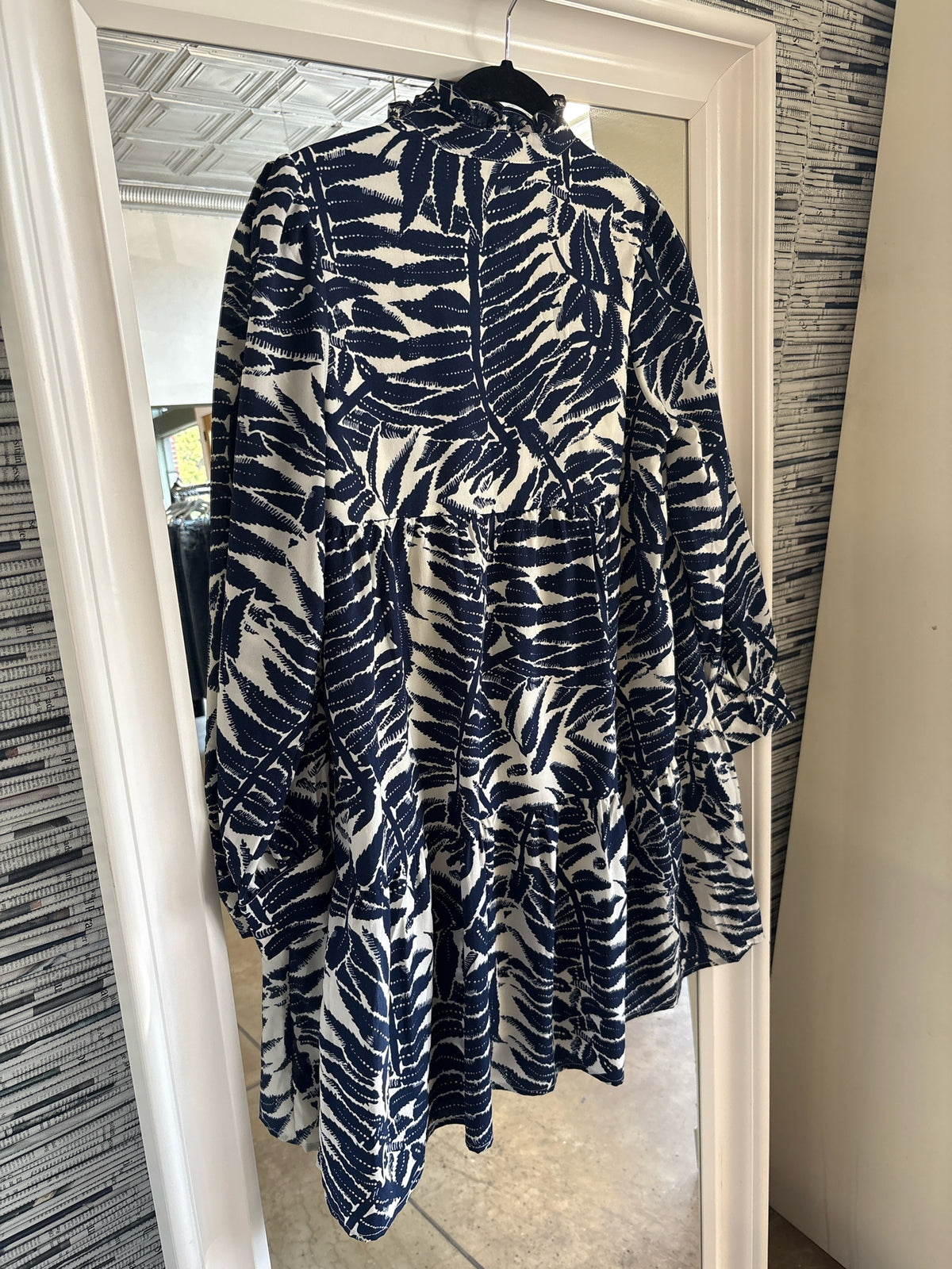 THML Size S Blue Leaf Pattern Dress