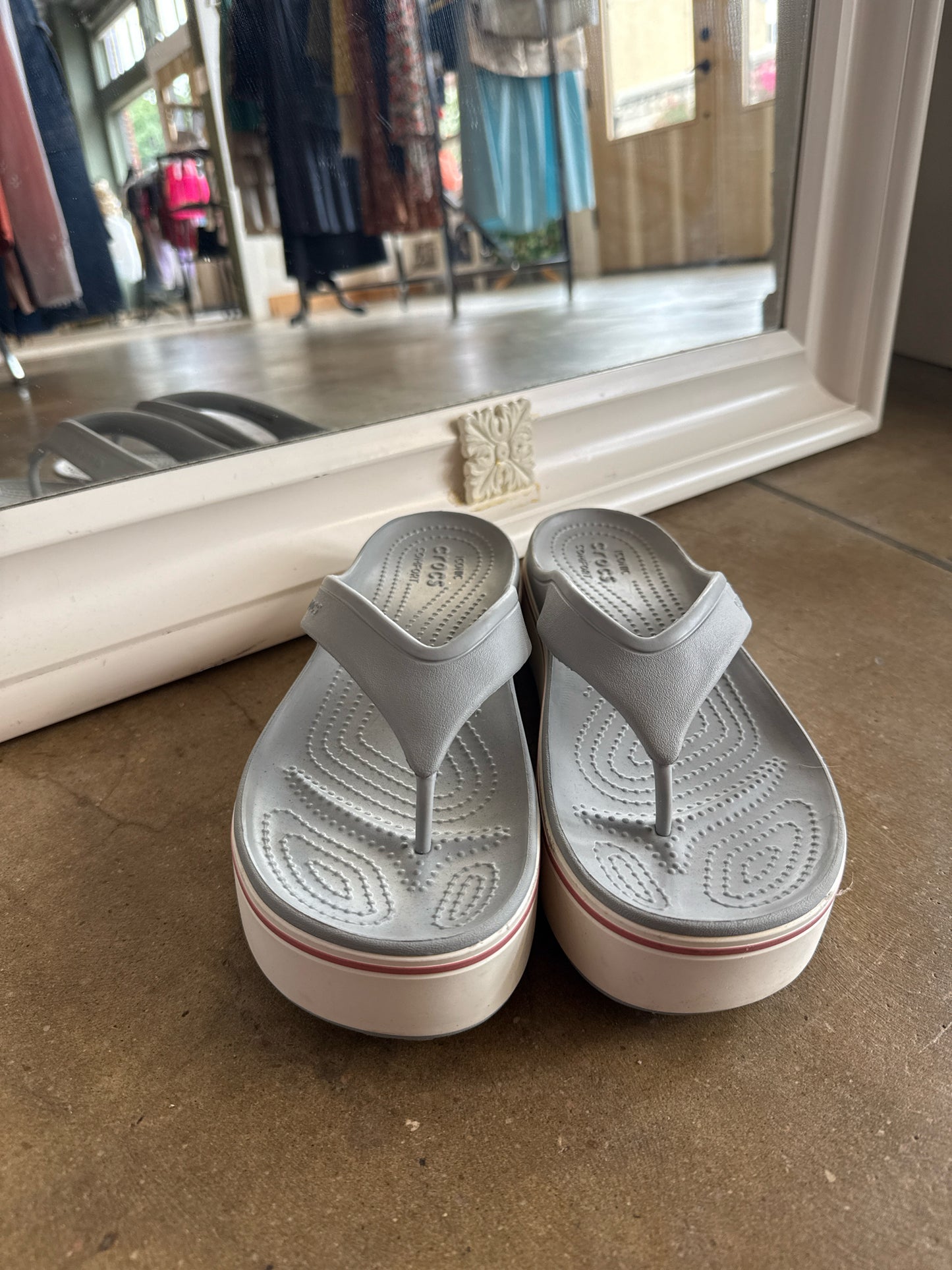 Crocs Shoe Size 9 Light Blue Flip Flops