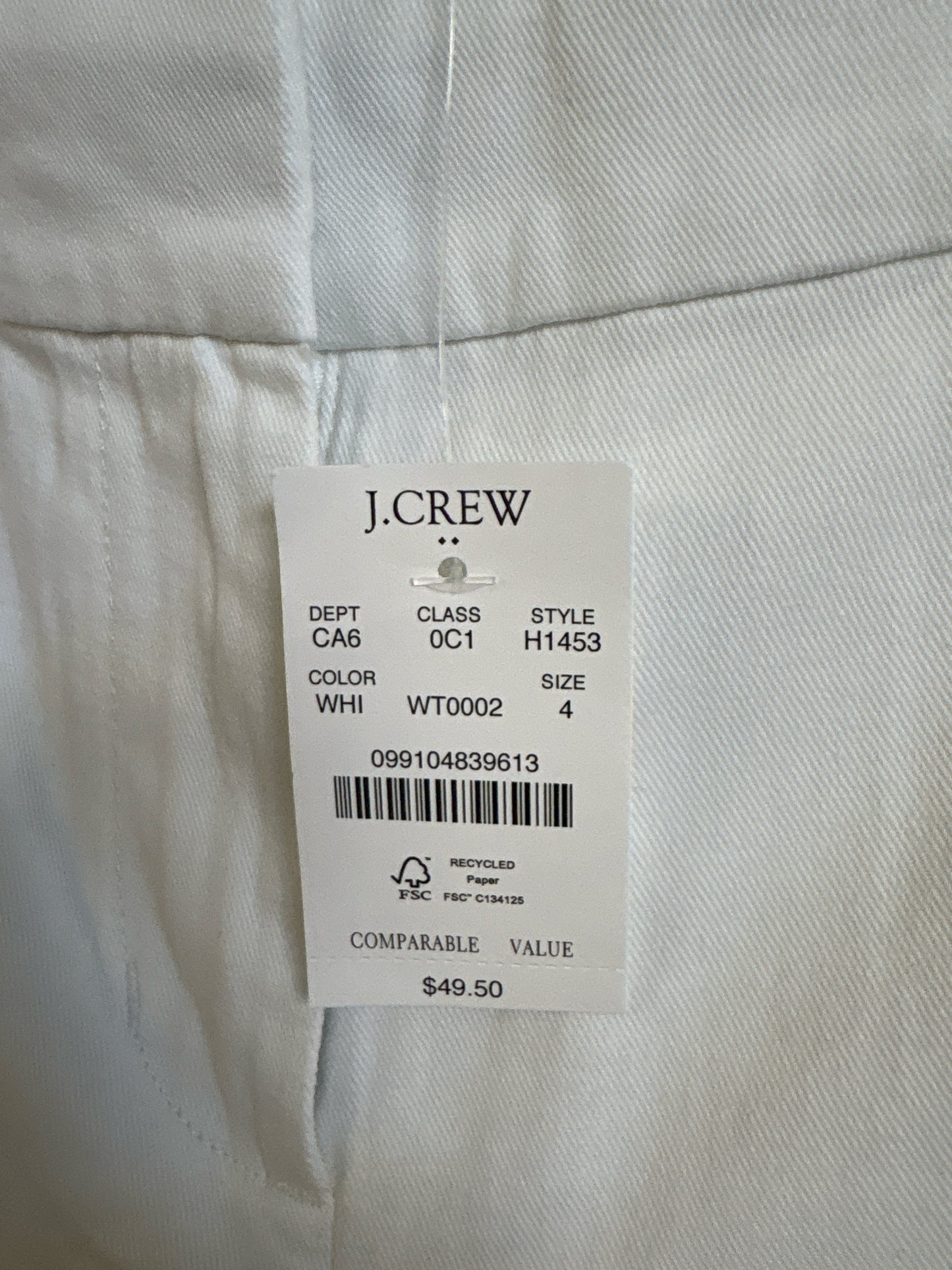 J. CREW Size 4 White Shorts