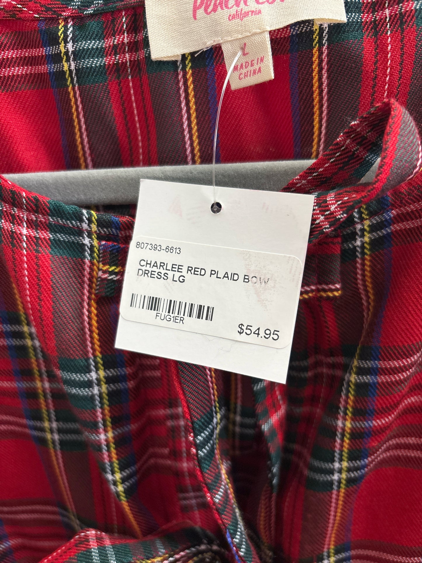 peach love Red/Multi Plaid Dress