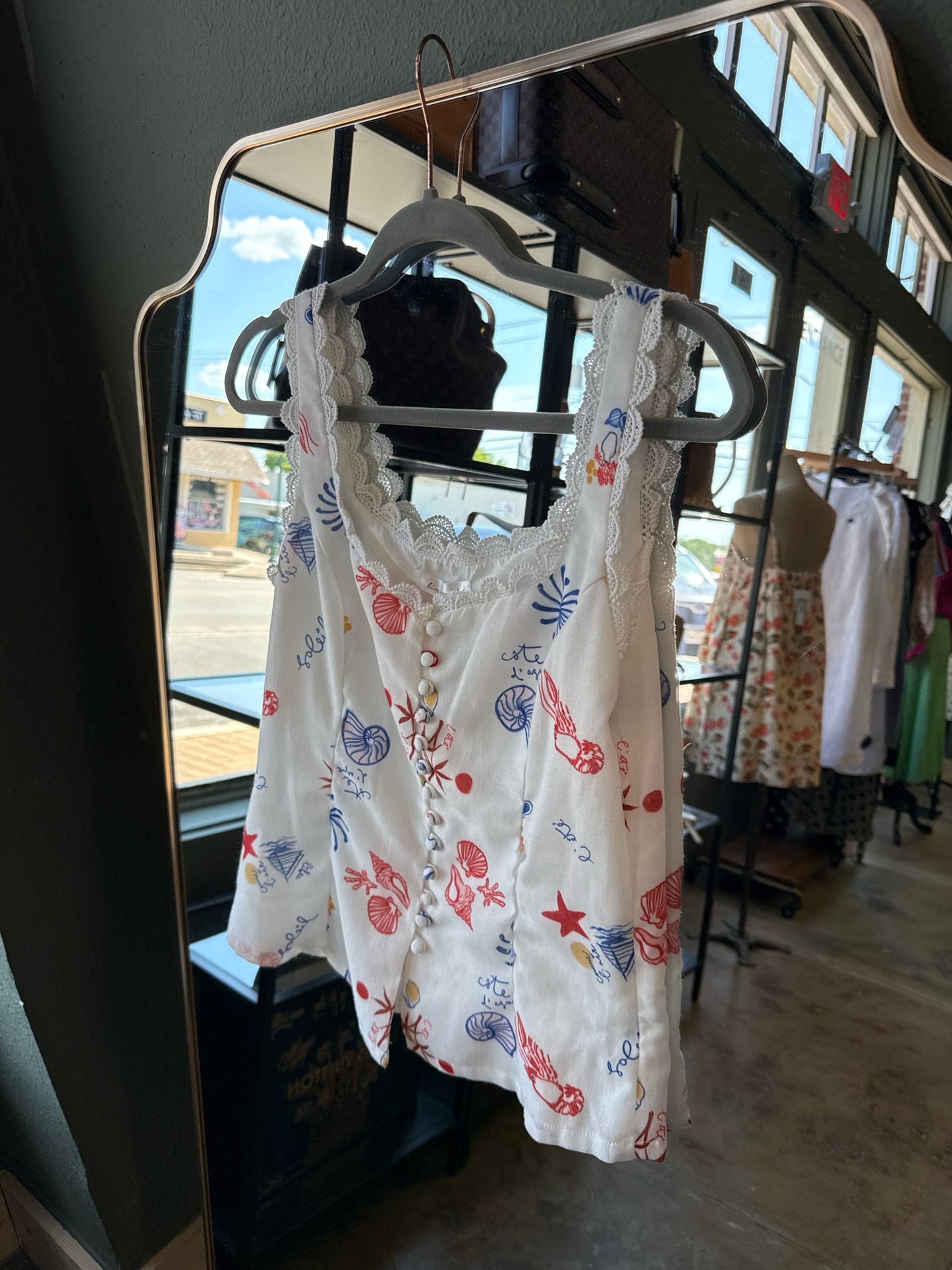 Line and Dot Size S white/multi Nautical Top