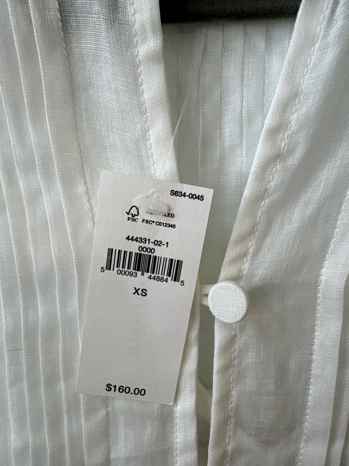 Banana Republic Size XS White Pleated Dress