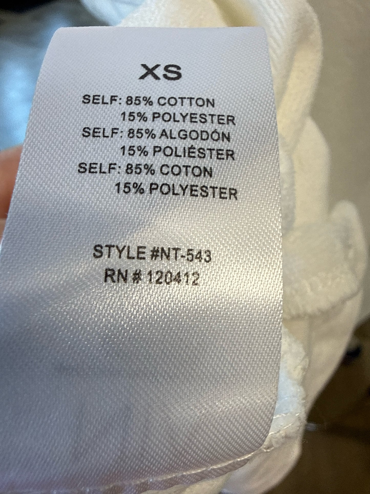 NIA Size XS White Top