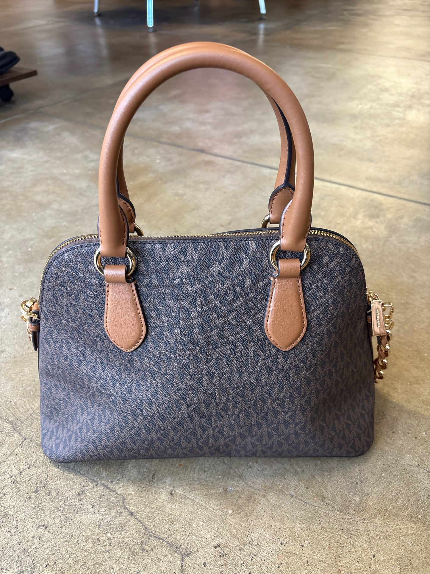 MICHAEL KORS beige/brown Signature Monogram Purse