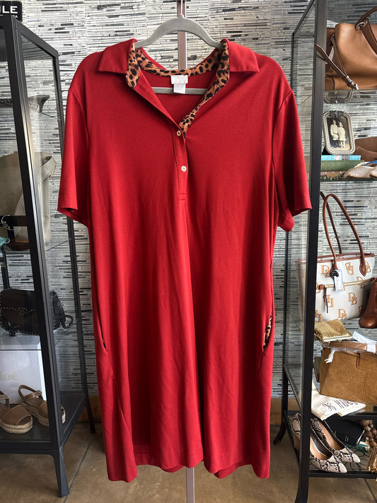 CHICO'S Size 3 Burnt Orange Cheetah Detail Dress