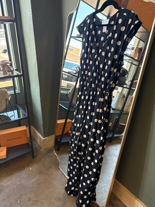 Corey Lynn Calter Size M Black/Cream Polka Dot Romper